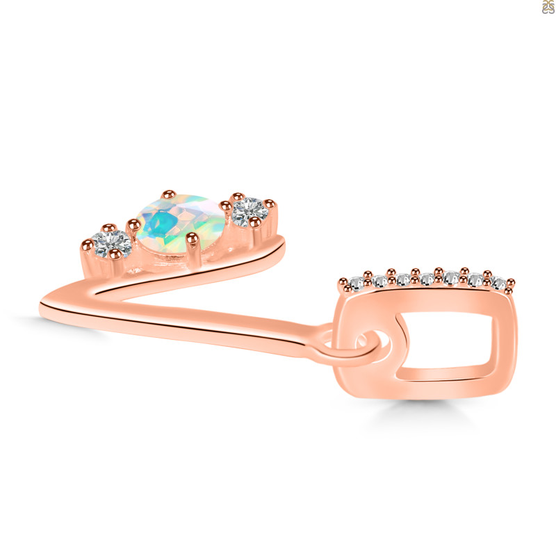 Opal & White Topaz Alphabet V Pendant OPL-RDA-100.