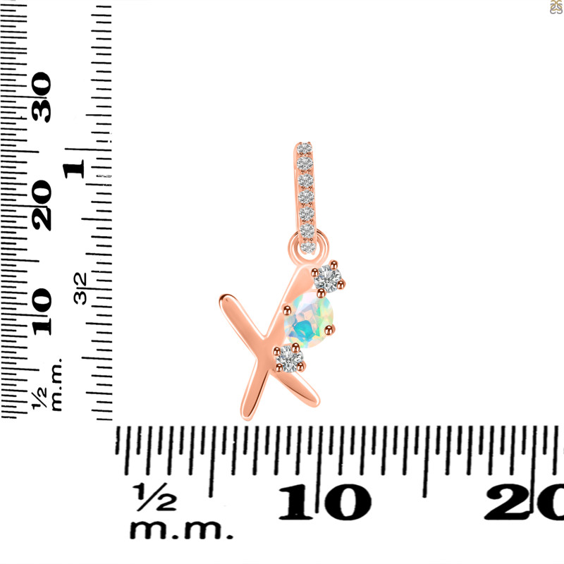 Opal & White Topaz Alphabet X Pendant OPL-RDA-102.