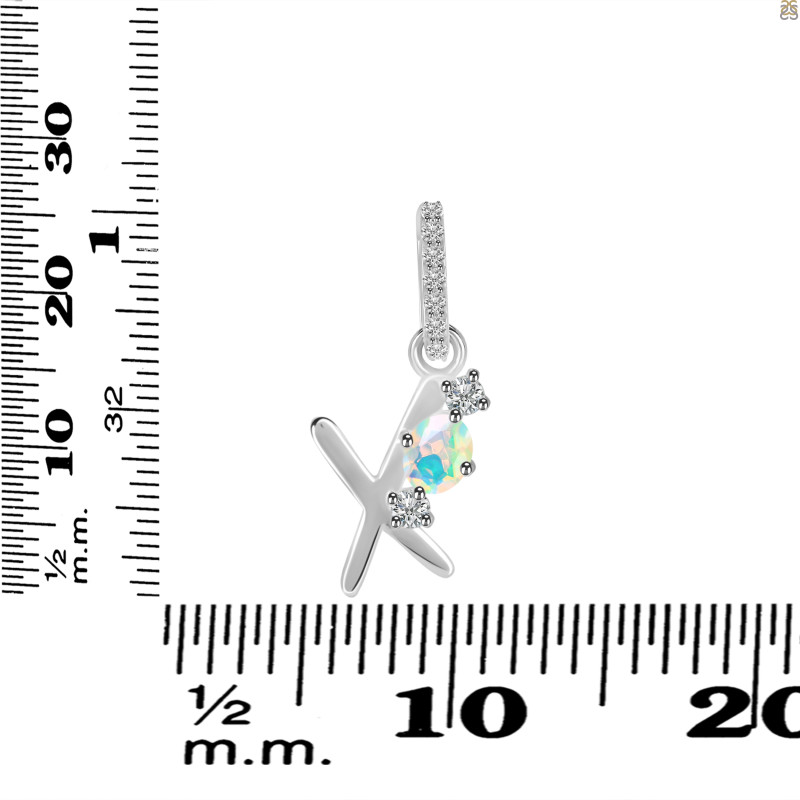 Opal & White Topaz Alphabet X Pendant OPL-RDA-102.