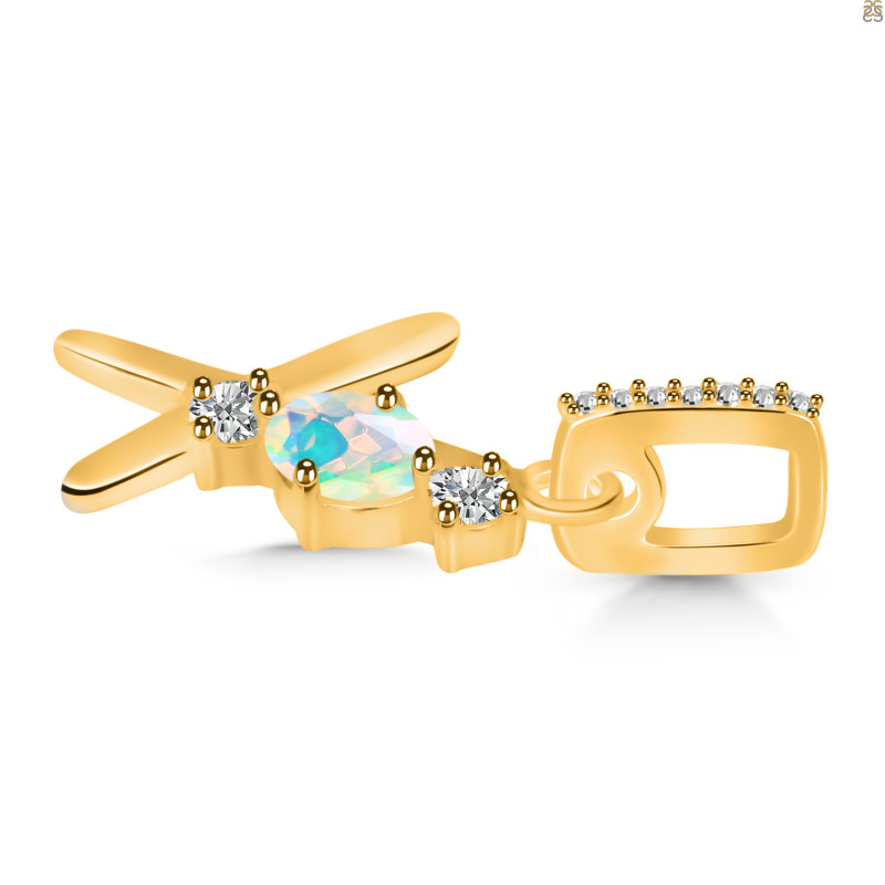 Opal & White Topaz Alphabet X Pendant OPL-RDA-102.