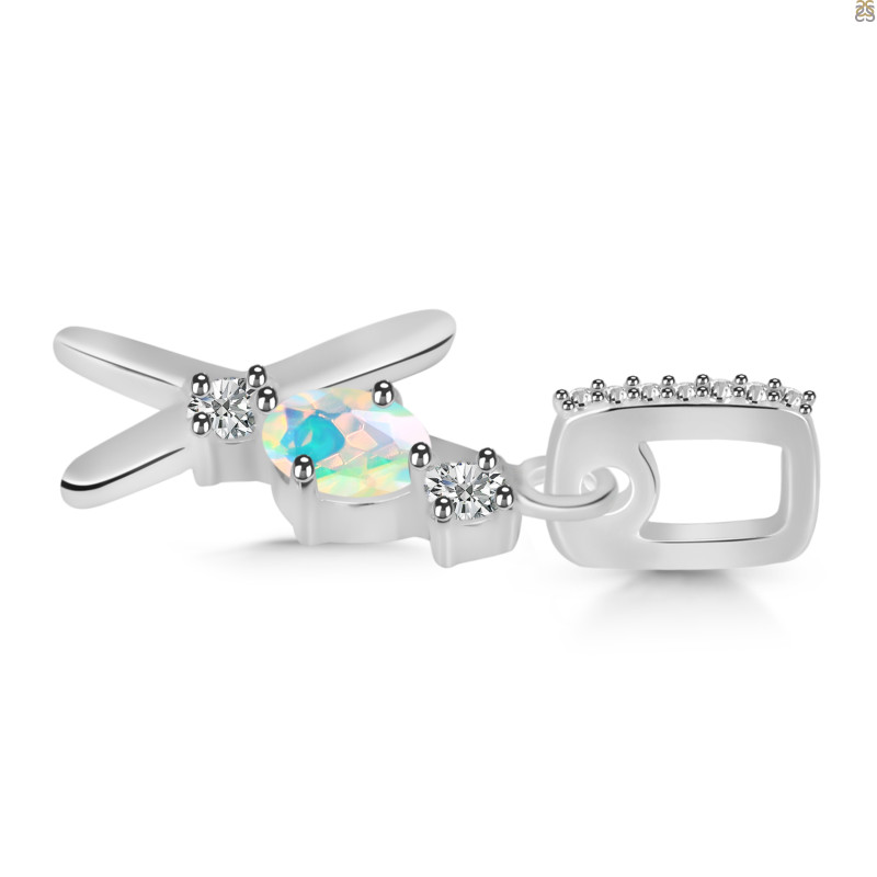 Opal & White Topaz Alphabet X Pendant