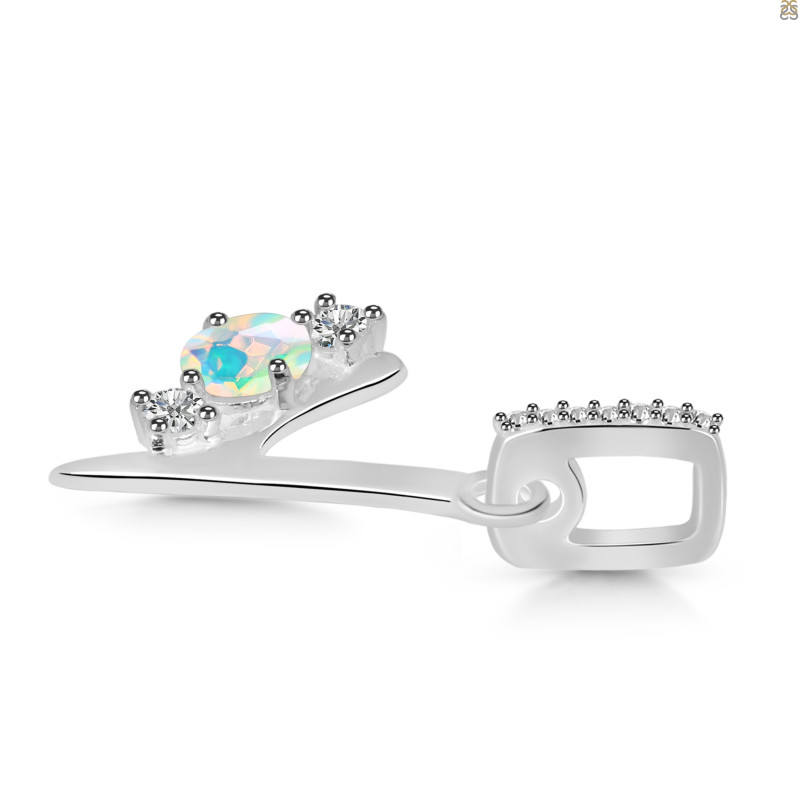Opal & White Topaz Alphabet Y Pendant