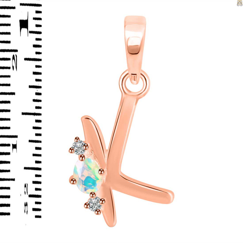 Opal & White Topaz Alphabet K Pendant OPL-RDA-11.
