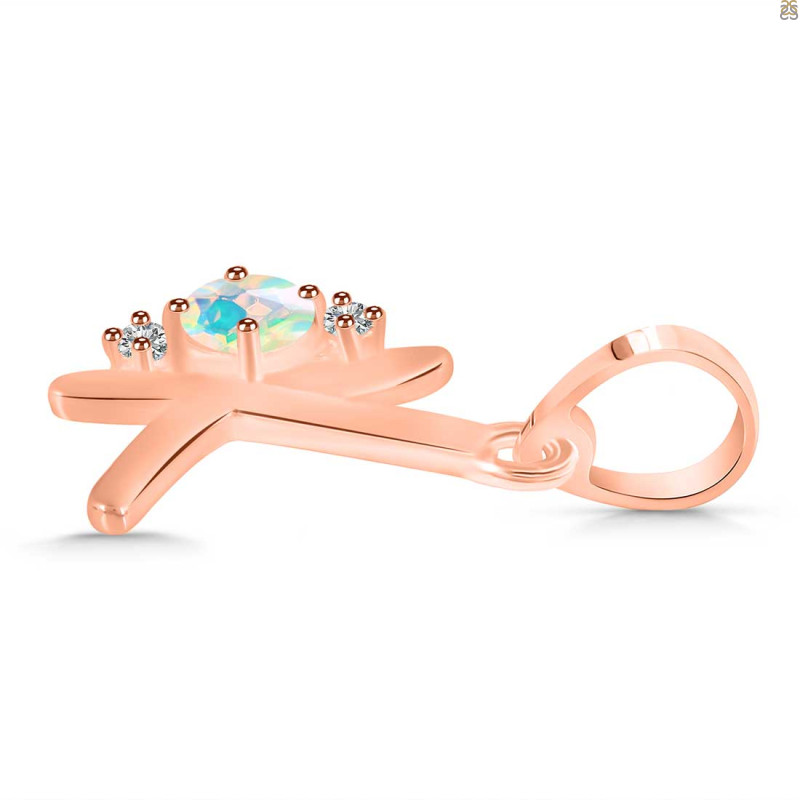 Opal & White Topaz Alphabet K Pendant OPL-RDA-11.