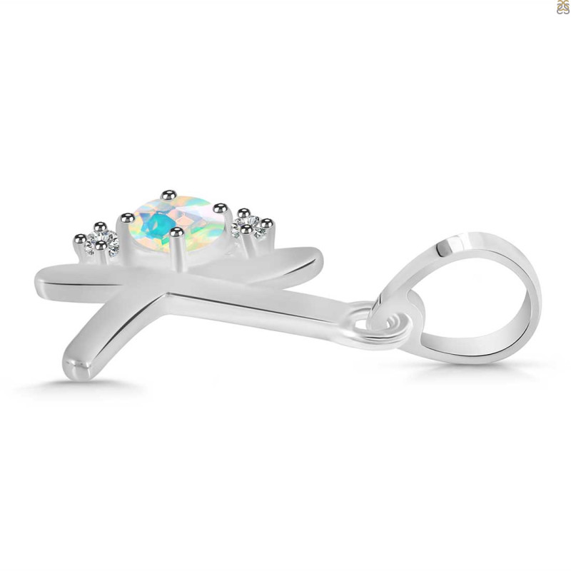 Opal & White Topaz Alphabet K Pendant