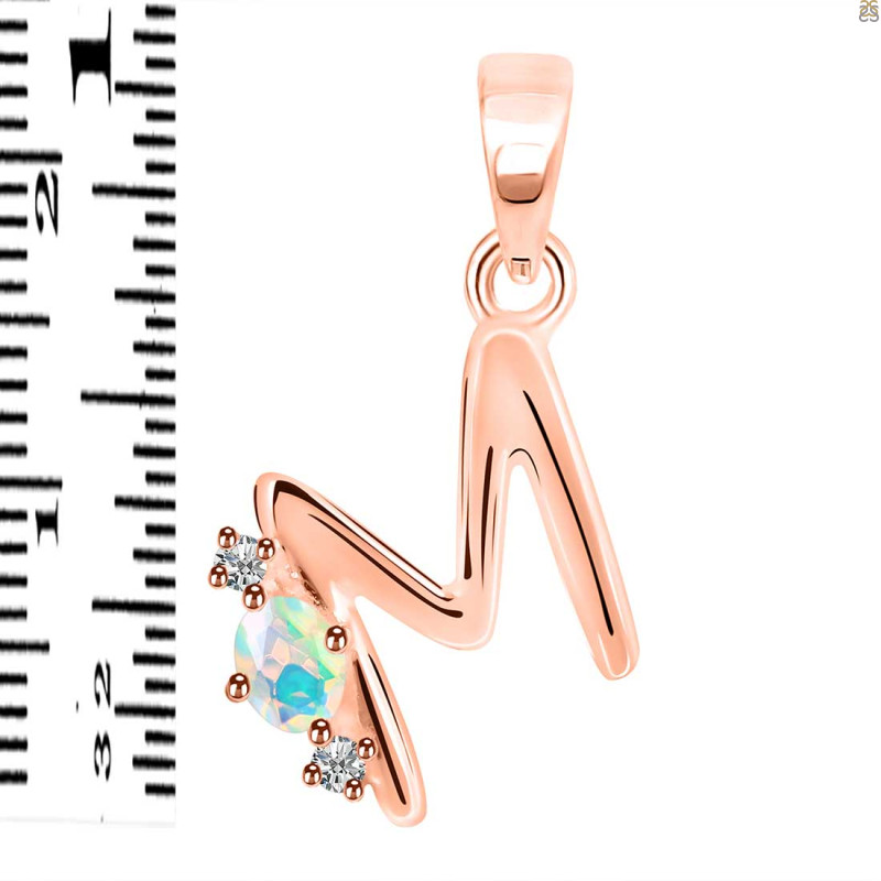 Opal & White Topaz Alphabet M Pendant OPL-RDA-13.