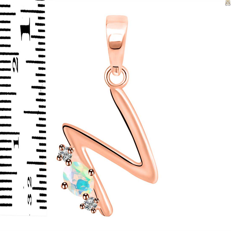 Opal & White Topaz Alphabet N Pendant OPL-RDA-14.