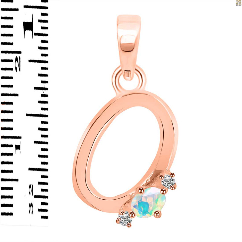 Opal & White Topaz Alphabet O Pendant OPL-RDA-15.