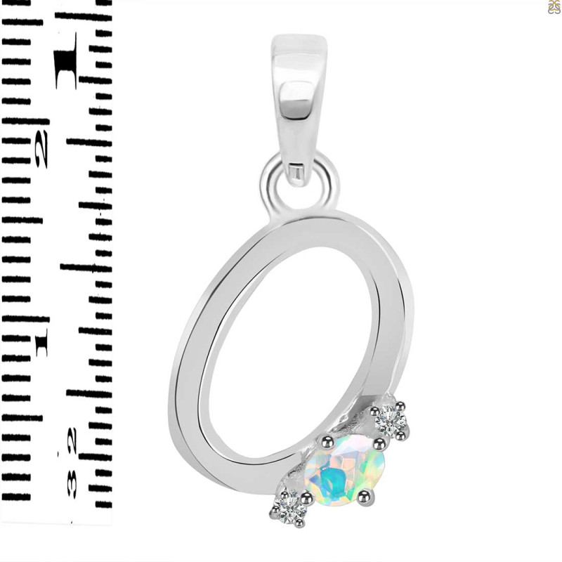 Opal & White Topaz Alphabet O Pendant OPL-RDA-15.
