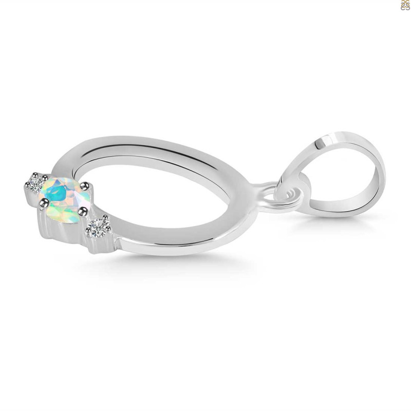 Opal & White Topaz Alphabet O Pendant