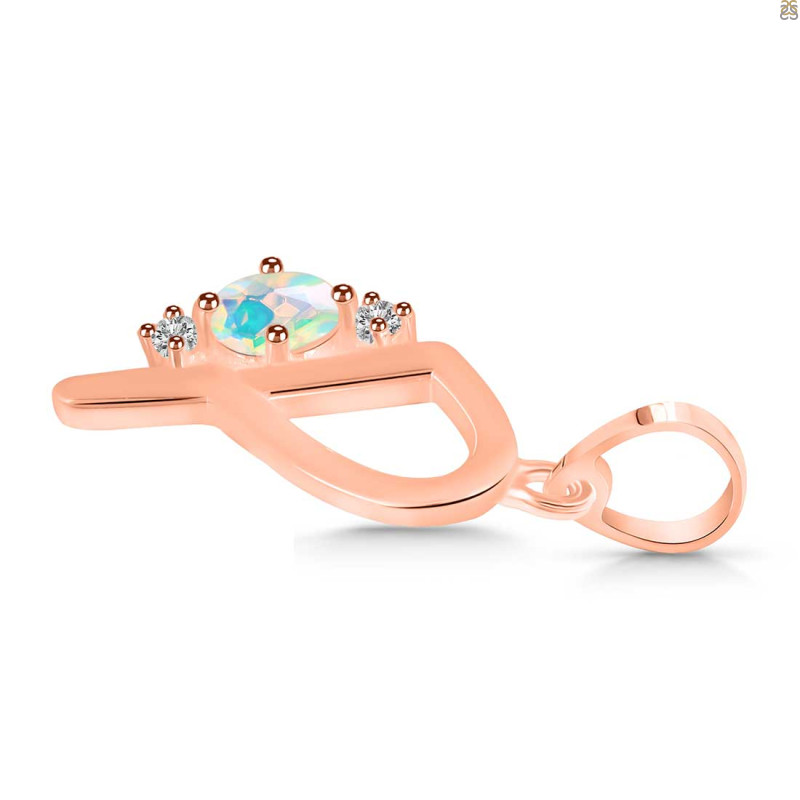 Opal & White Topaz Alphabet P Pendant OPL-RDA-16.