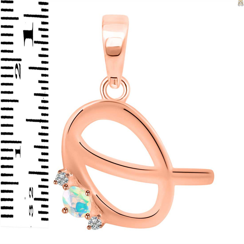 Opal & White Topaz Alphabet Q Pendant OPL-RDA-17.