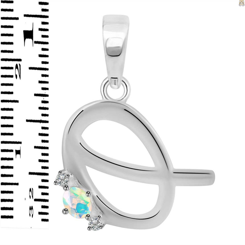 Opal & White Topaz Alphabet Q Pendant OPL-RDA-17.