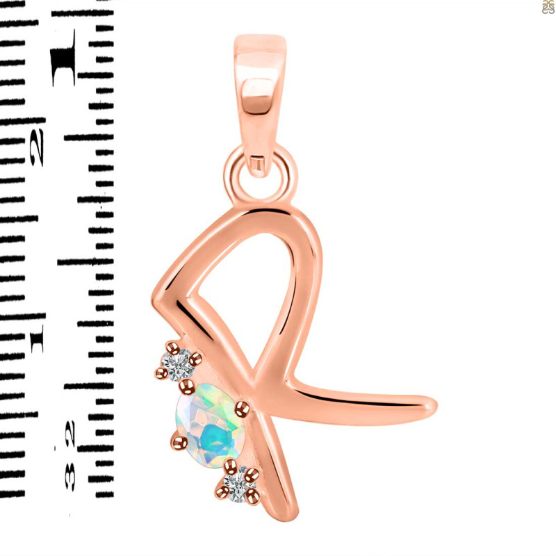 Opal & White Topaz Alphabet R Pendant OPL-RDA-18.
