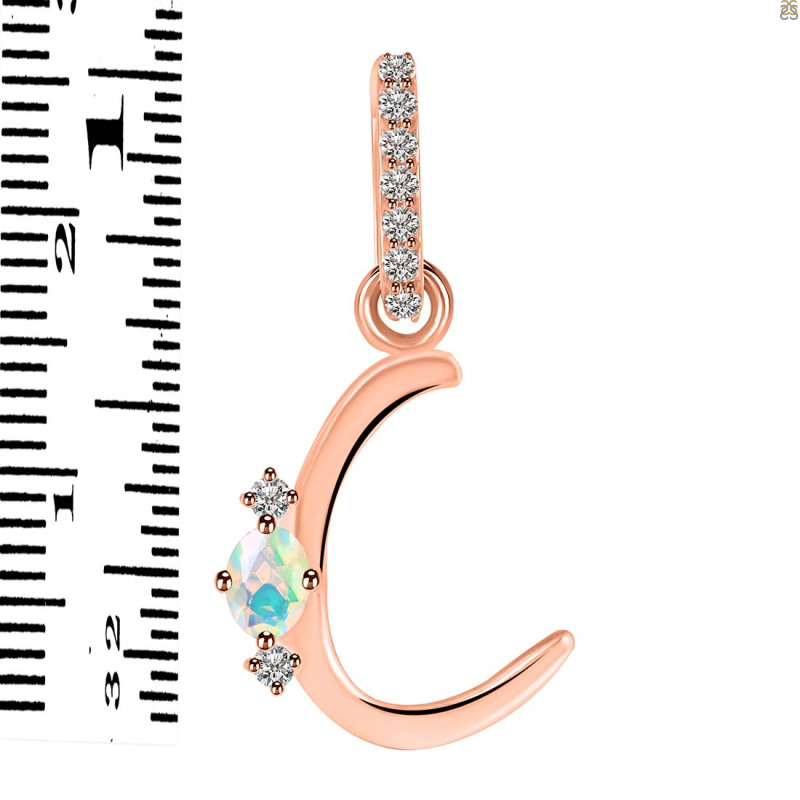 Opal & White Topaz Alphabet C Pendant OPL-RDA-29.