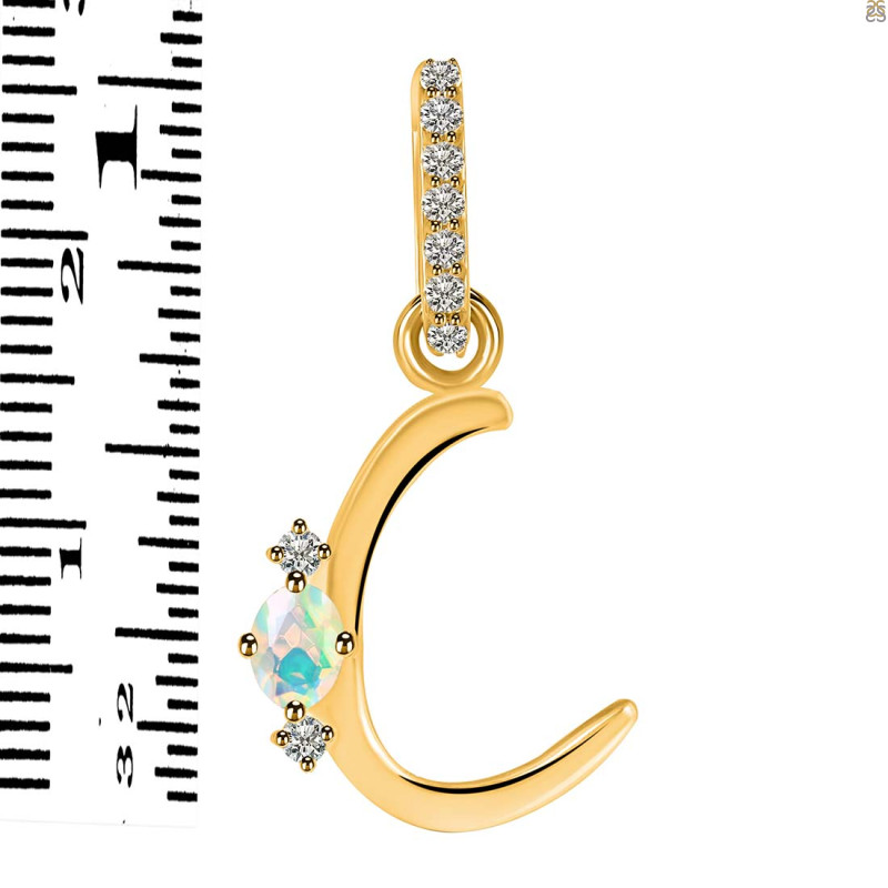 Opal & White Topaz Alphabet C Pendant OPL-RDA-29.
