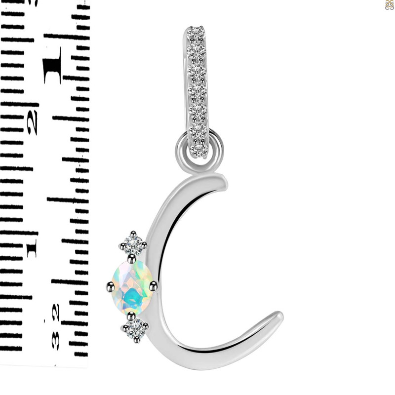 Opal & White Topaz Alphabet C Pendant OPL-RDA-29.