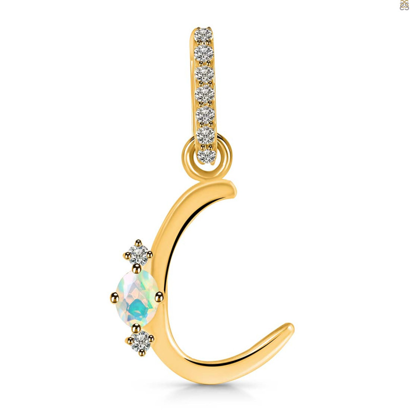 Opal & White Topaz Alphabet C Pendant OPL-RDA-29.