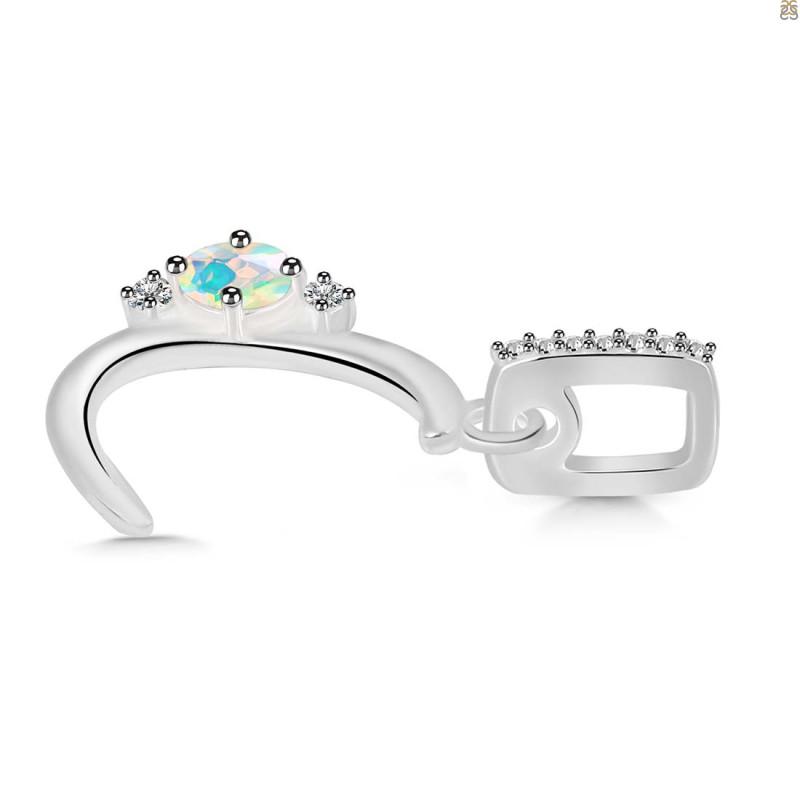 Opal & White Topaz Alphabet C Pendant