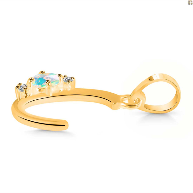 Opal & White Topaz Alphabet C Pendant OPL-RDA-3.
