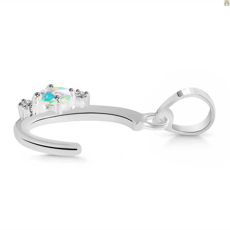 Opal & White Topaz Alphabet C Pendant
