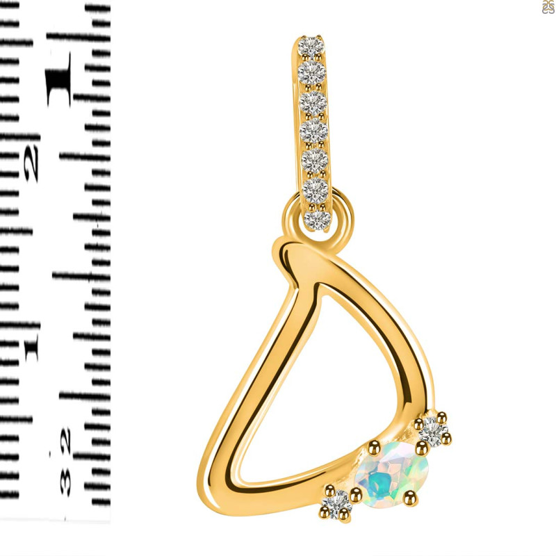 Opal & White Topaz Alphabet D Pendant OPL-RDA-30.