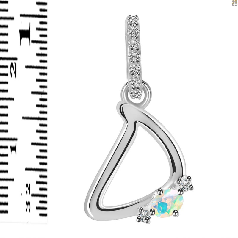 Opal & White Topaz Alphabet D Pendant OPL-RDA-30.