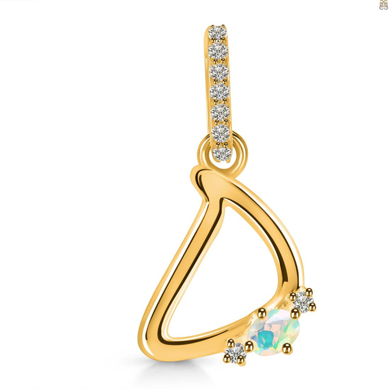 Opal & White Topaz Alphabet D Pendant OPL-RDA-30.