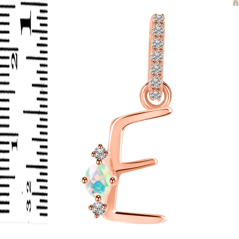 Opal & White Topaz Alphabet E Pendant OPL-RDA-31.