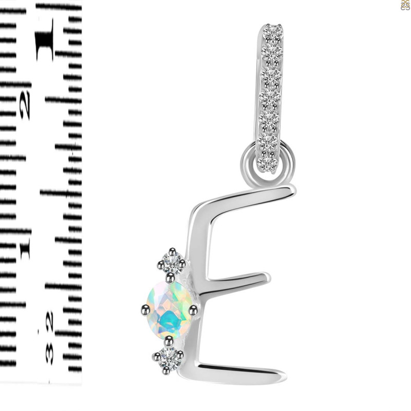 Opal & White Topaz Alphabet E Pendant OPL-RDA-31.