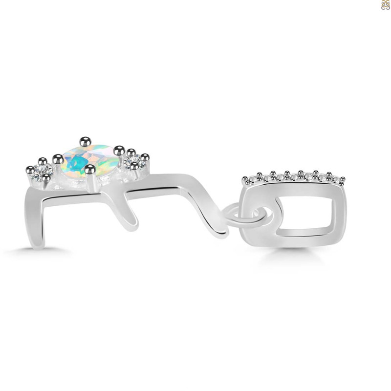 Opal & White Topaz Alphabet E Pendant