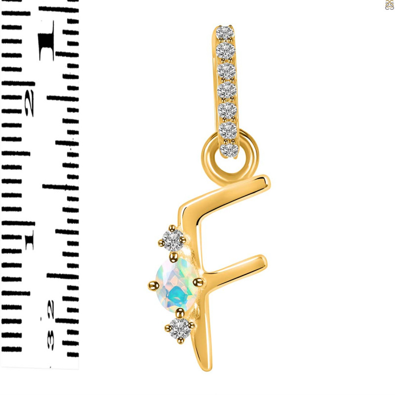 Opal & White Topaz Alphabet F Pendant OPL-RDA-32.