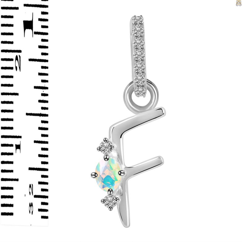 Opal & White Topaz Alphabet F Pendant OPL-RDA-32.