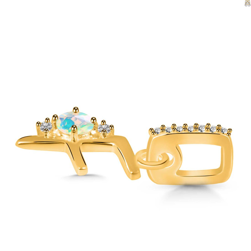 Opal & White Topaz Alphabet F Pendant OPL-RDA-32.