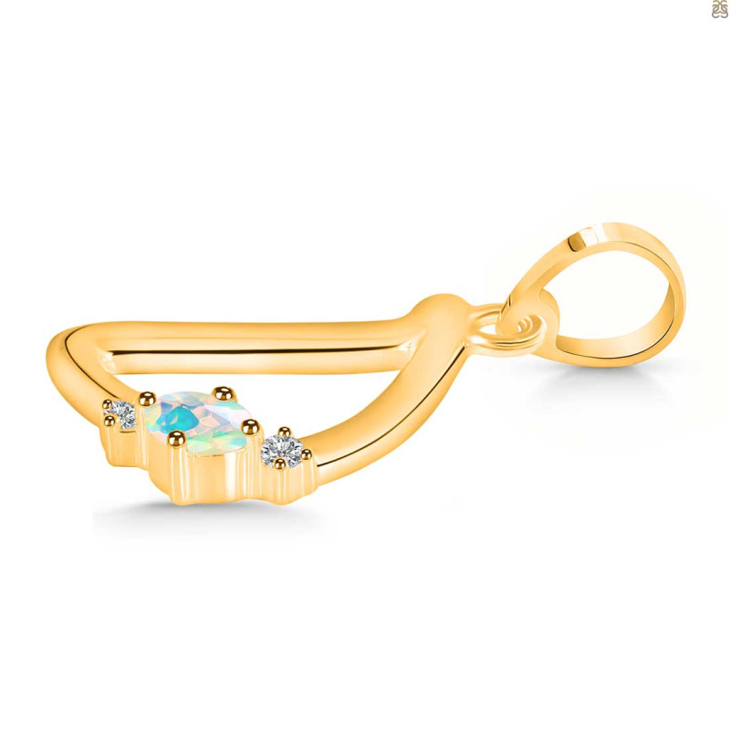 Opal & White Topaz Alphabet D Pendant OPL-RDA-4.