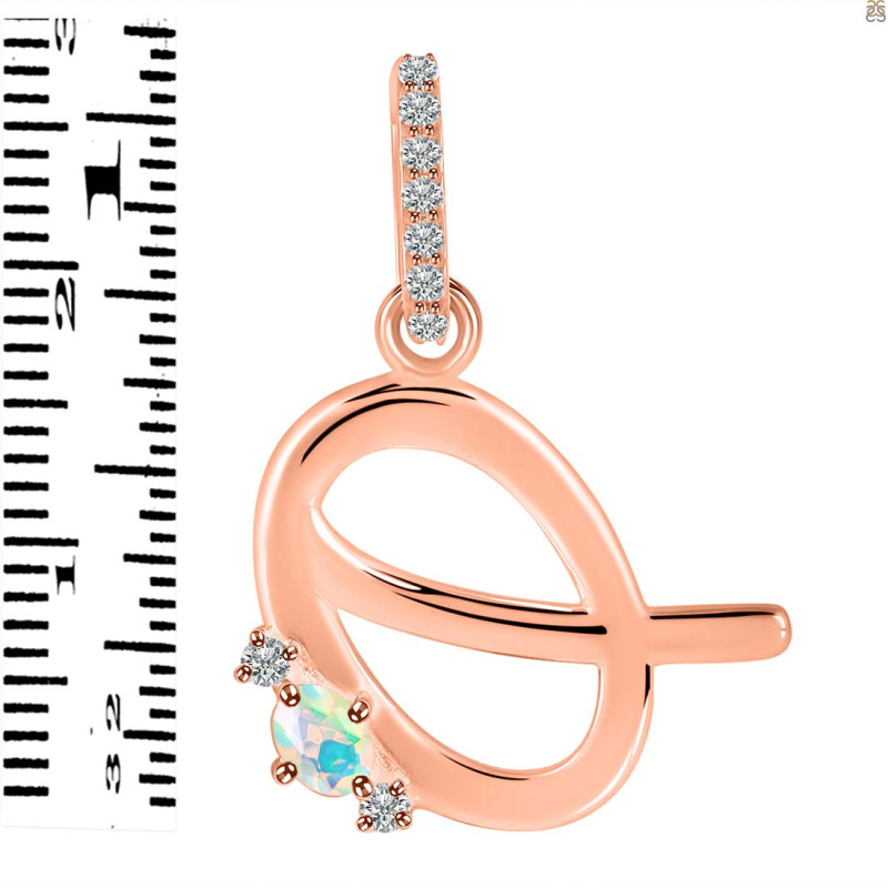 Opal & White Topaz Alphabet Q Pendant OPL-RDA-43.