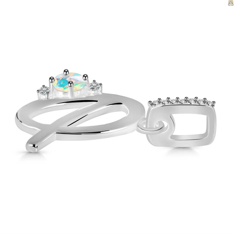 Opal & White Topaz Alphabet Q Pendant OPL-RDA-43.