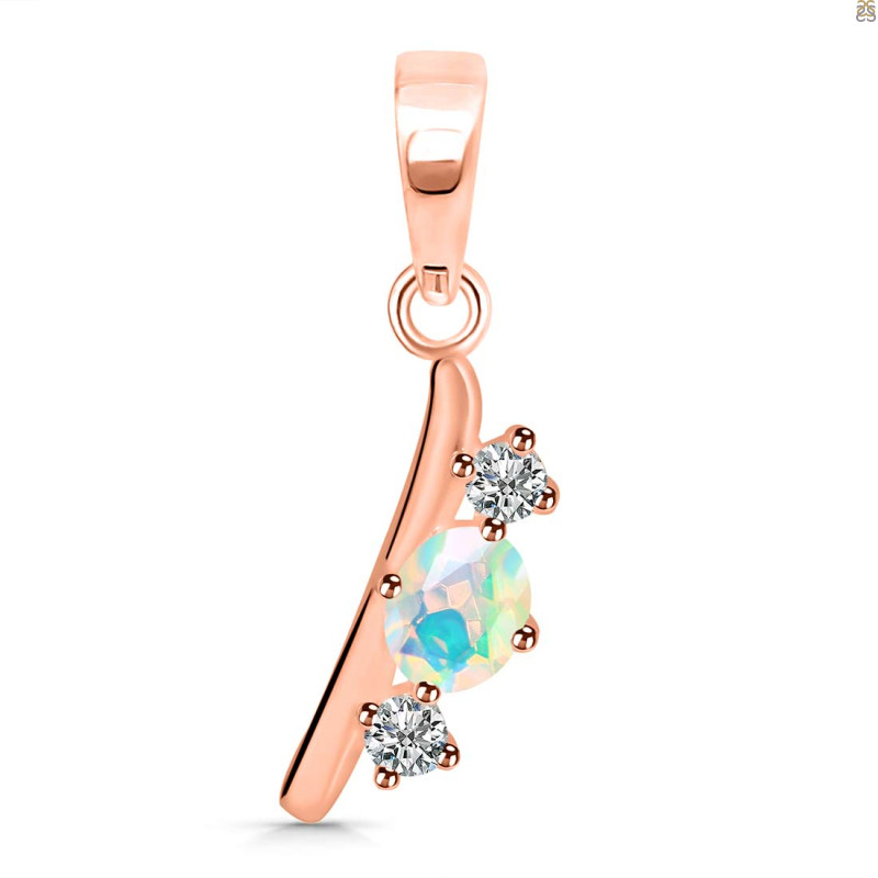 Opal & White Topaz Alphabet I Pendant OPL-RDA-61.