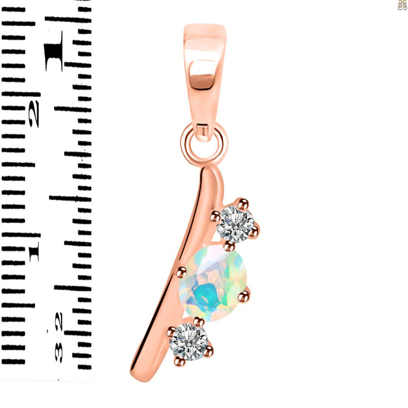Opal & White Topaz Alphabet I Pendant OPL-RDA-61.