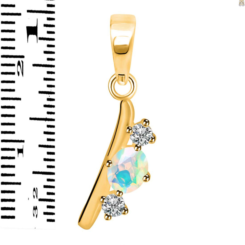 Opal & White Topaz Alphabet I Pendant OPL-RDA-61.