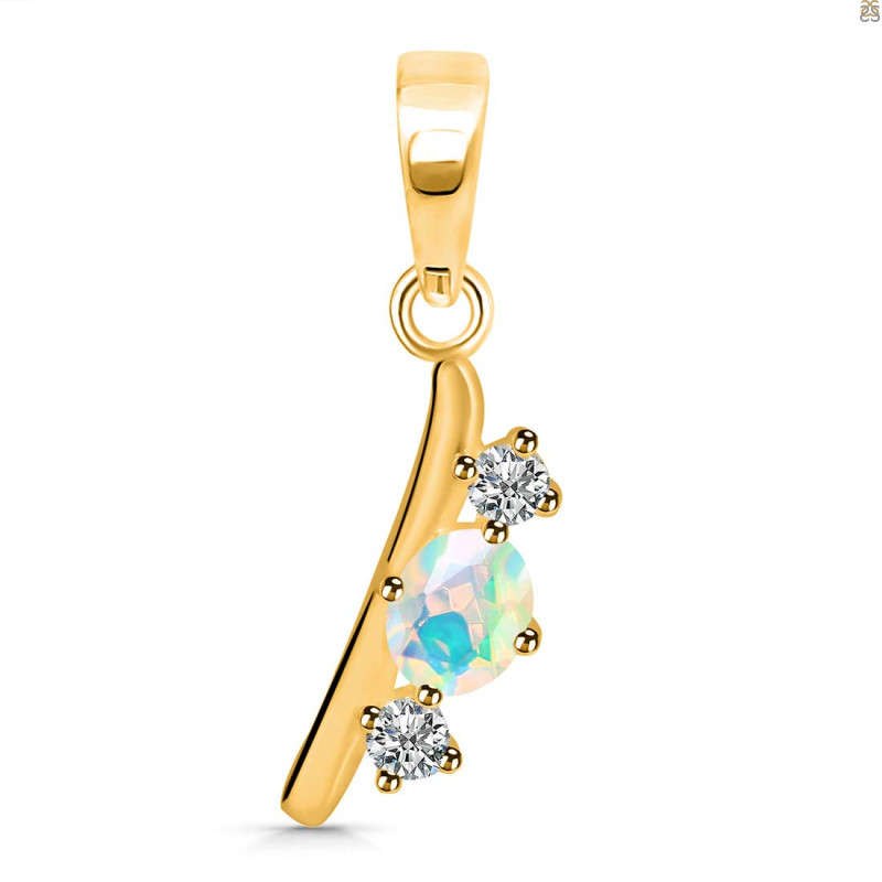 Opal & White Topaz Alphabet I Pendant OPL-RDA-61.
