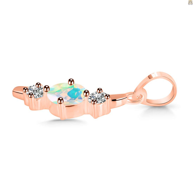 Opal & White Topaz Alphabet I Pendant OPL-RDA-61.