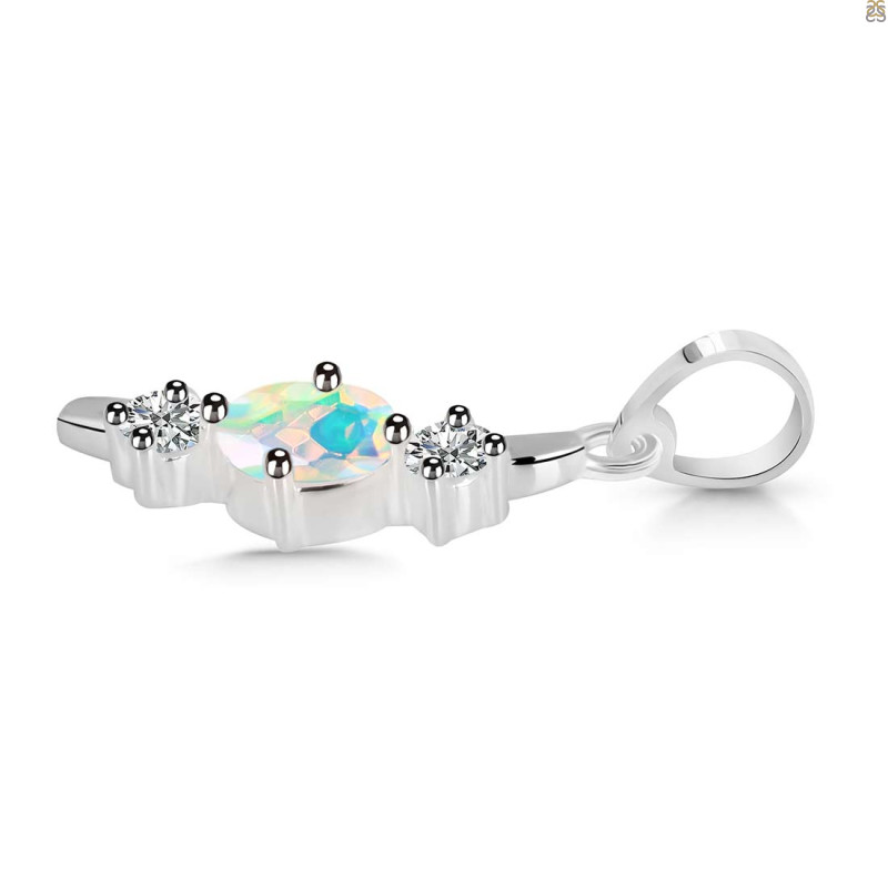 Opal & White Topaz Alphabet I Pendant