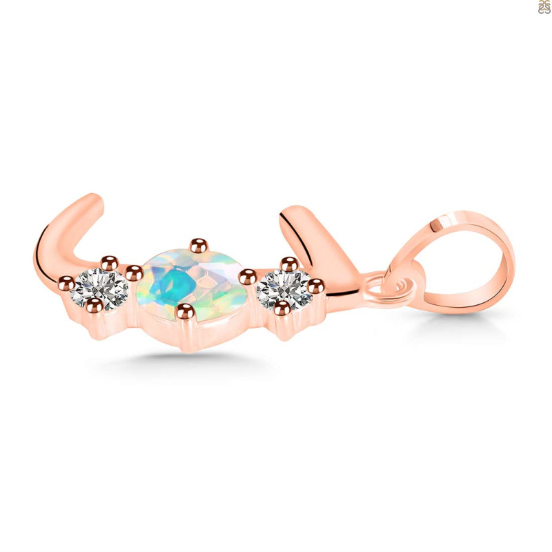 Opal & White Topaz Alphabet J Pendant OPL-RDA-62.