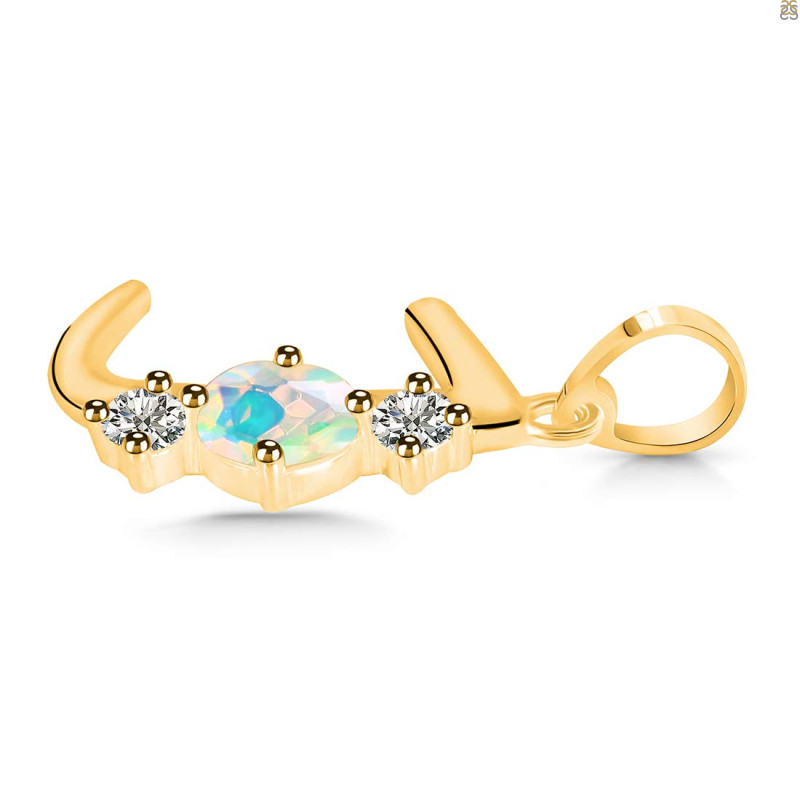 Opal & White Topaz Alphabet J Pendant OPL-RDA-62.
