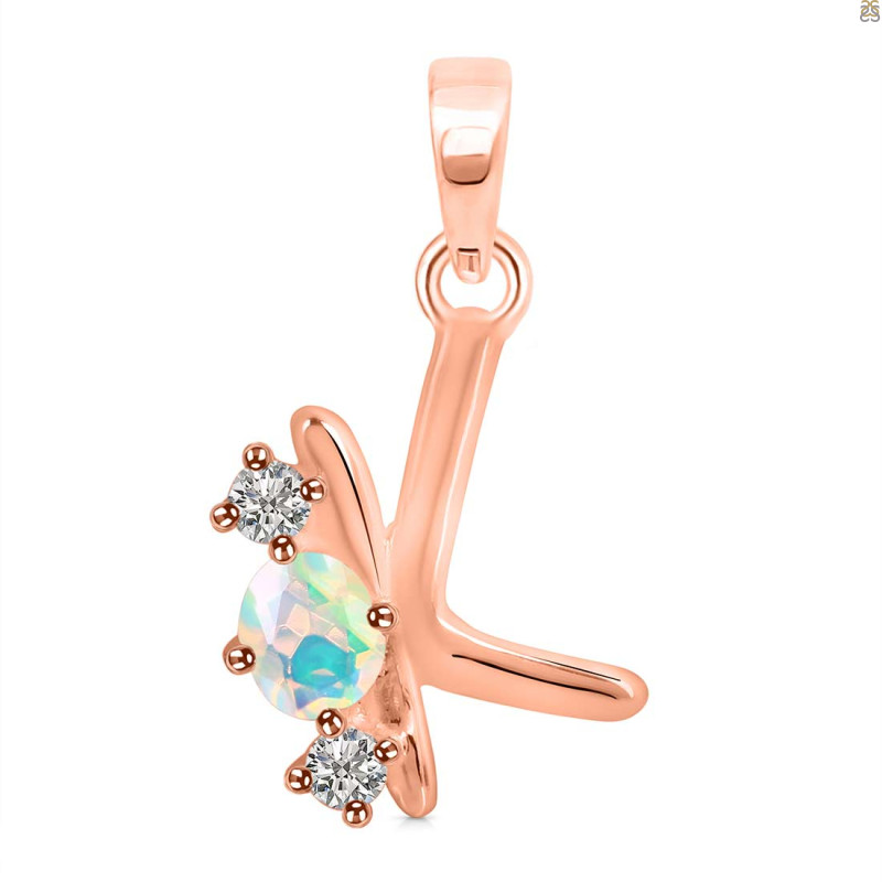 Opal & White Topaz Alphabet K Pendant OPL-RDA-63.