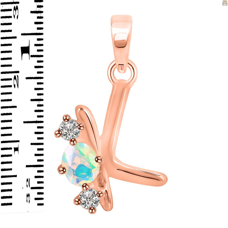 Opal & White Topaz Alphabet K Pendant OPL-RDA-63.