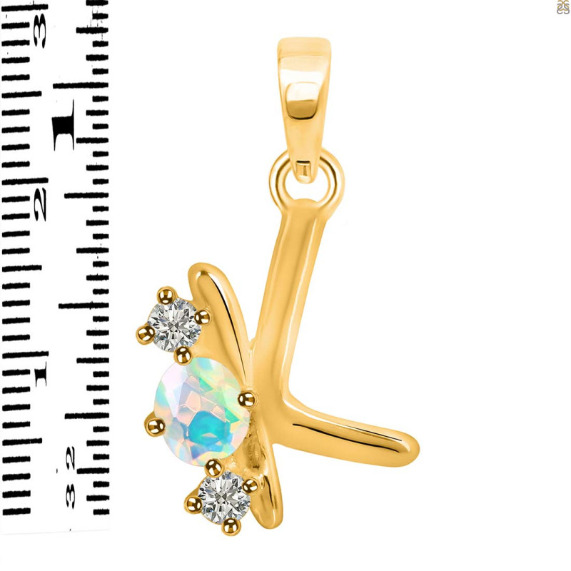 Opal & White Topaz Alphabet K Pendant OPL-RDA-63.