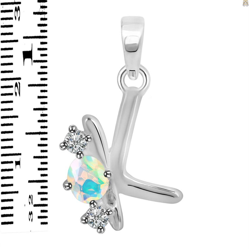 Opal & White Topaz Alphabet K Pendant OPL-RDA-63.