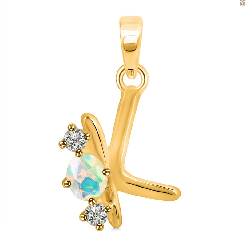 Opal & White Topaz Alphabet K Pendant OPL-RDA-63.